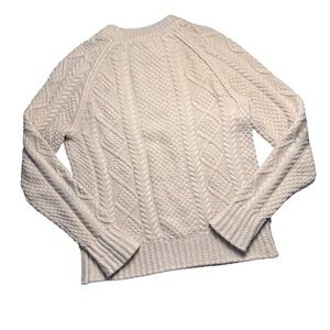 L.L. Bean Signature Cable Knit Sweater Womens Medium Cream Cotton Fisherman cozy